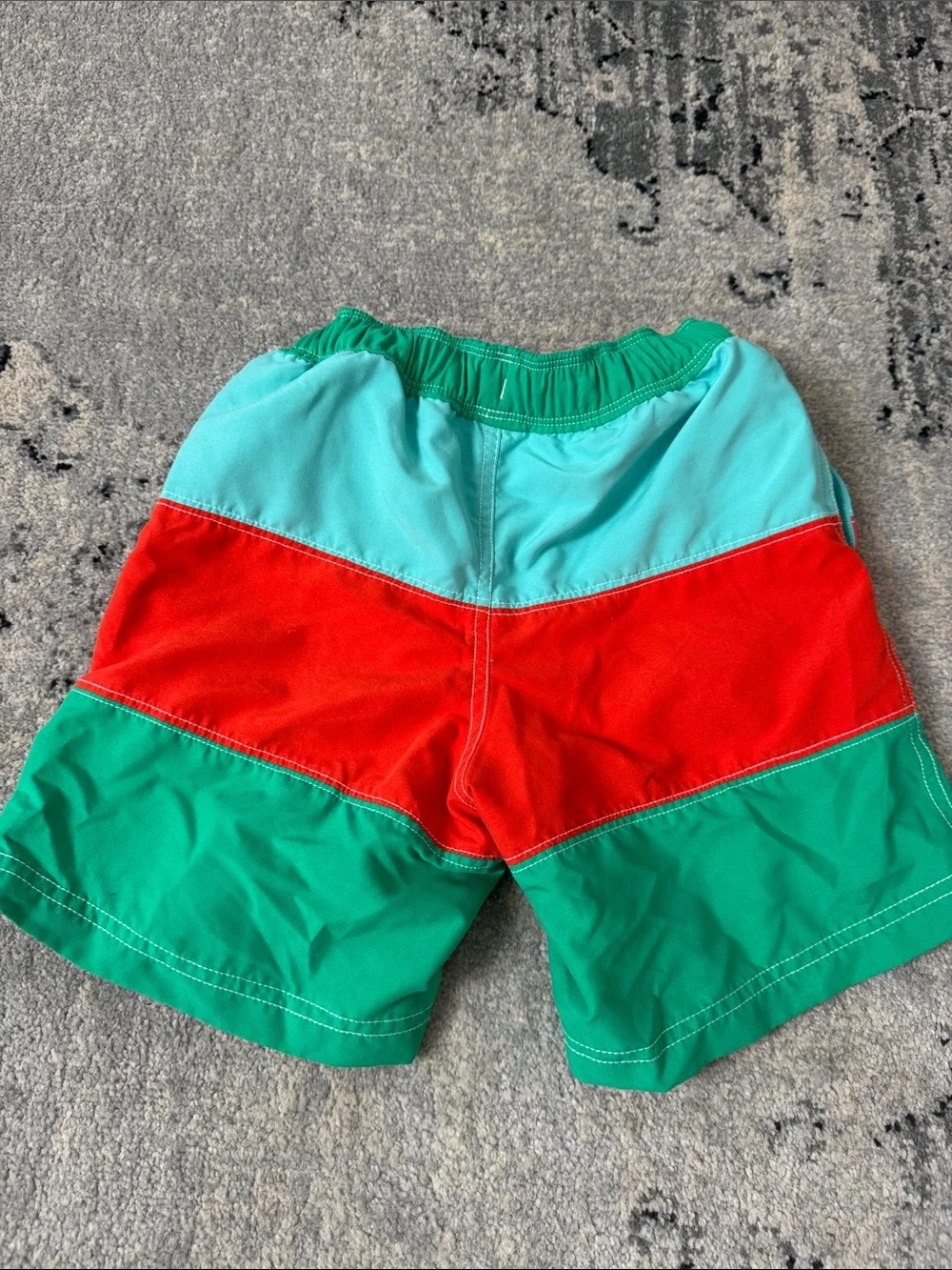 Hanna Andersson Colorblock Swim Shorts in Teal, Red & Green